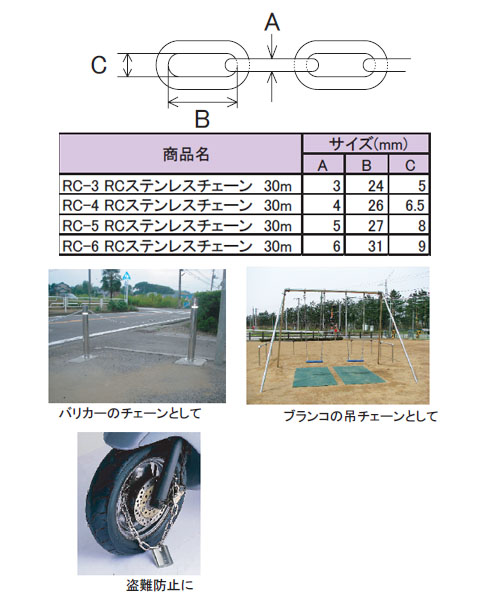 RCステンレスチェーン 線径5mm(日本製) - 大工道具・金物の専門通販アルデ