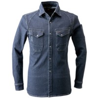 3Dストレッチ ワークシャツ ブラックインディゴ 3L ※取寄品の1枚目