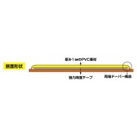 高耐久ラインテープ 黄 JU-510Y 50mm幅×10m 両端テーパー構造 屋内用 取寄品の2枚目