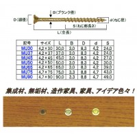 三角化粧ビスMU30 真鍮メッキ(Abox・48本入) ※取寄品の2枚目