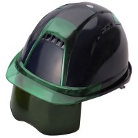 シールド付きヘルメット Ventiプラス 紺 ひさしグリーン 遮光グリーンレンズ 受注生産品の1枚目