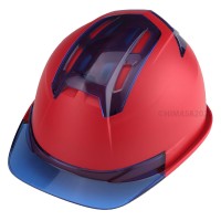 通期孔付き つや消しヘルメットVenti EM 赤 ひさしブルー 受注生産品の1枚目