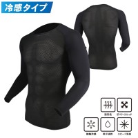 BT冷感 3Dファーストレイヤー UVカットスリーブクルーネックシャツ 黒 3L 取寄品の1枚目