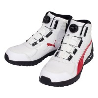 安全靴 ライダー2.0 ホワイト&レッド 27.0cm ディスク ミッドカット 布バッグ付の3枚目