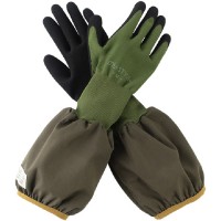 作業手袋 のらSTYLE 天然ゴムコーティング 背抜き袖付き手袋 オリーブ Sサイズ 取寄品の1枚目