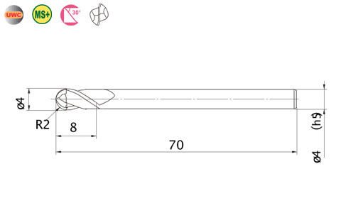 2枚刃エムエスプラスボールエンドミル(M) - 大工道具・金物の専門通販アルデ