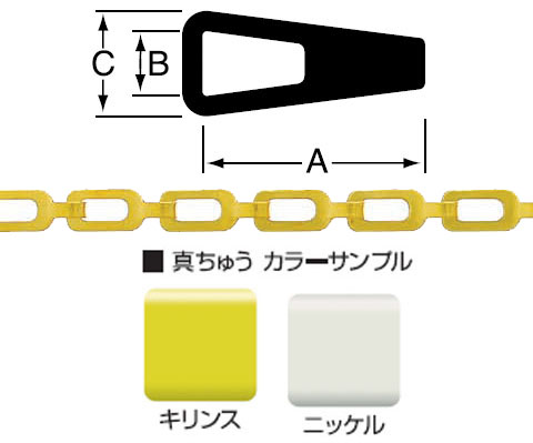 真鍮チェイン(鎖)(サッシュUタイプ)R-BP27 15m巻(リール巻)ニッケル 