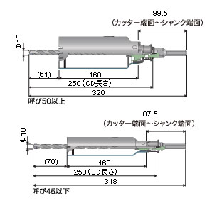 ALC用コアドリル(ポリクリック)150mm ストレートシャンク - 大工道具
