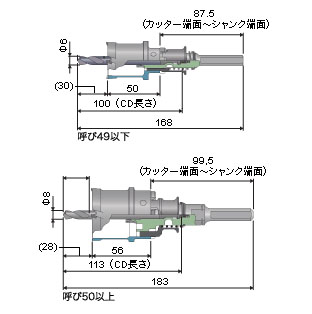 ミヤナガ ポリクリック 深穴ホールソー ストレートセット φ85mm PCF085-