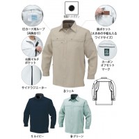 エコ・製品制電長袖シャツ グリーン 3L ※取寄品の2枚目