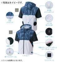 空調風神服 フード付半袖ブルゾン ※服地のみ ブルー 3Lサイズ 取寄品の2枚目