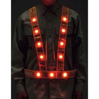 LED安全反射ベスト 黄地/赤LED/金反射 LEDタスキ型ベスト-GR フリーサイズ(サイズ調整可能) 取寄品の3枚目
