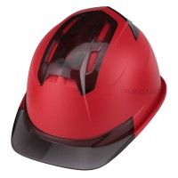 通期孔付き つや消しヘルメットVenti EM 赤 ひさしスモーク 受注生産品の1枚目