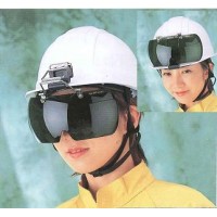 ヘルメット取付メガネ グリーン 防塵用・ガス溶接用 赤外線・紫外線遮光用の2枚目