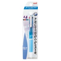 油性ボールペン 4色 0.7mm SXE4-500-07 1P 水色 【10パックセット】 取寄品の1枚目