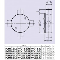 露出用丸形ボックス(平蓋・2方出)適合管VE28 グレー PVM28-2L (1個価格)の2枚目