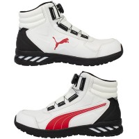 安全靴 ライダー2.0 ホワイト&レッド 25.0cm ディスク ミッドカット 靴下 ソックス付の4枚目