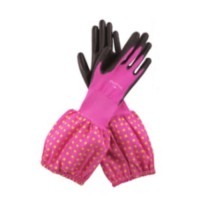 作業手袋 のらSTYLE ウレタンコーティング 背抜き袖付き手袋 ピンク Sサイズ 取寄品の1枚目