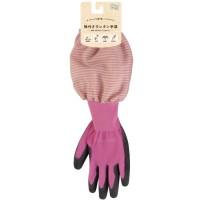 作業手袋 のらSTYLE ウレタンコーティング 背抜き袖付き手袋 ピンク Mサイズ 取寄品の1枚目